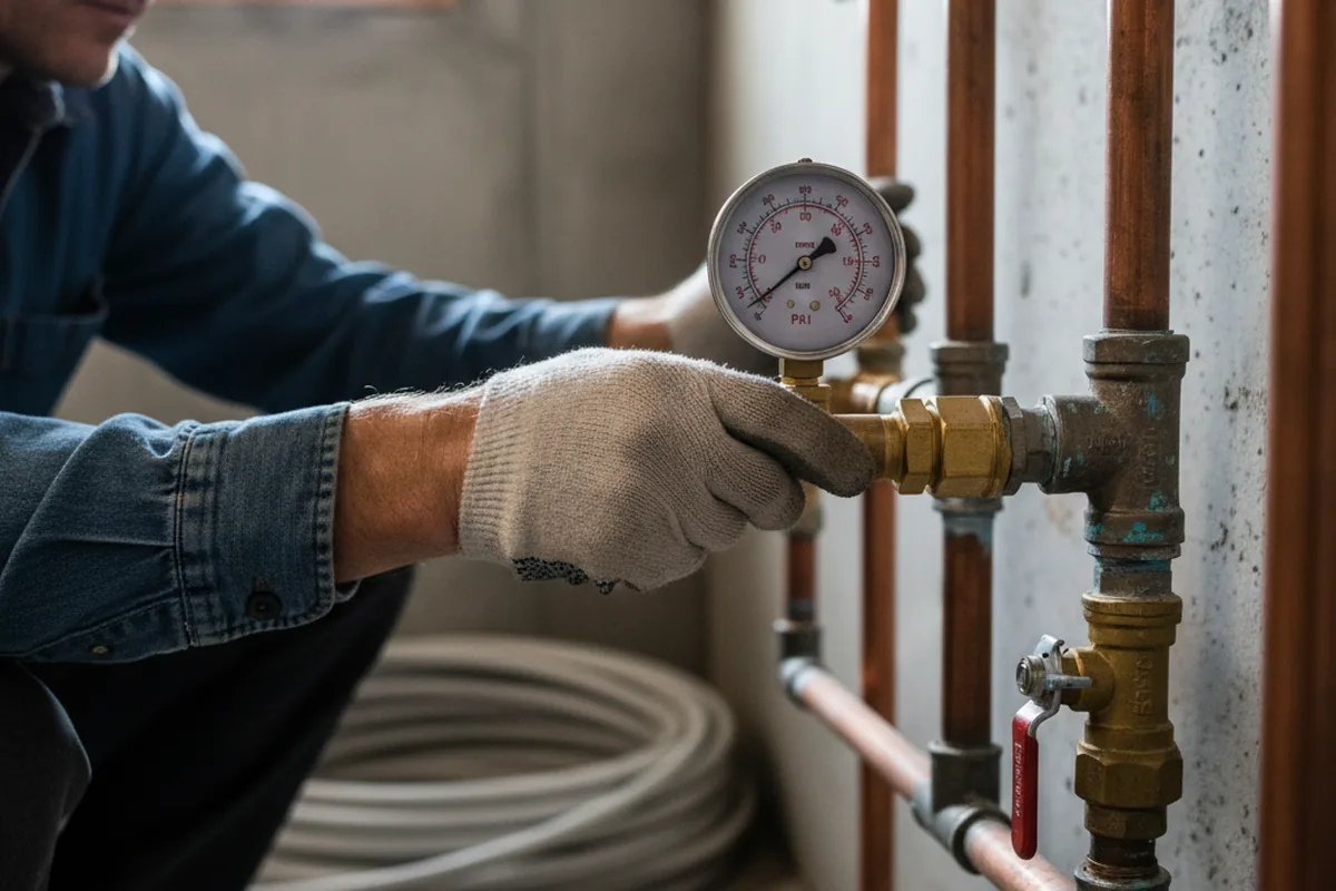 Pressure testing a repaired line during Water Line Repair in Lakeside
